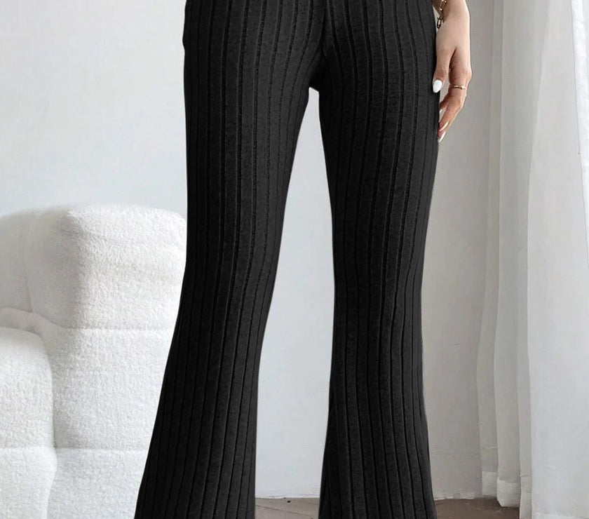 Basic Bae Full Size Ribbed High Waist Flare Pants