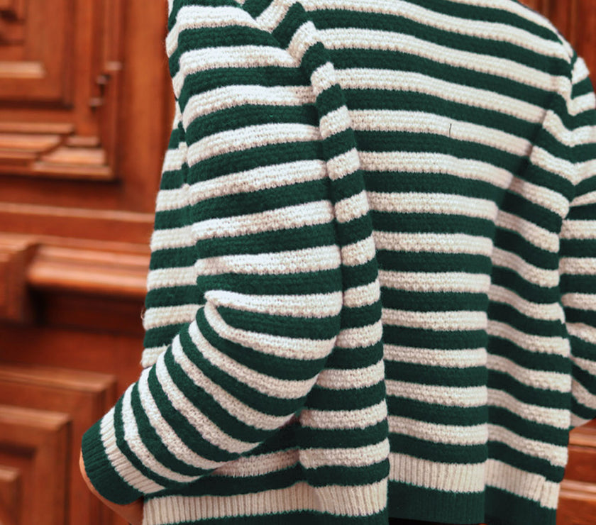 Striped Button Up Long Sleeve Cardigan