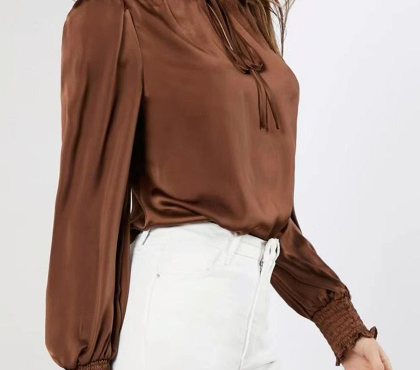 Frill Tied Lantern Sleeve Blouse