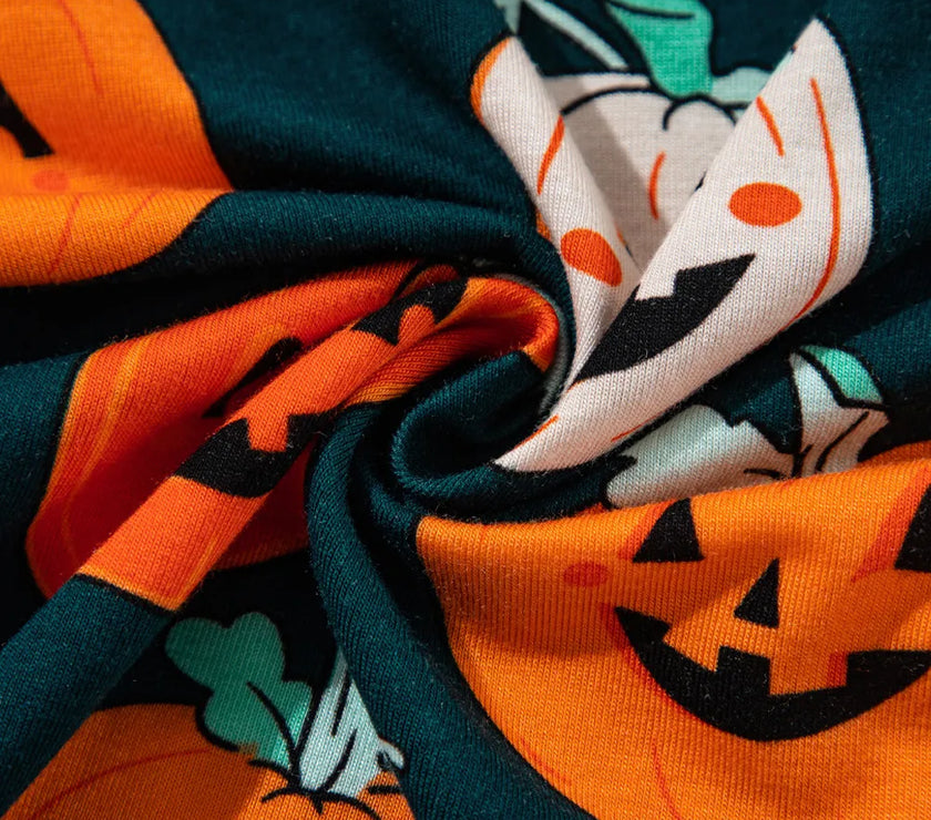 Pumpkin Printed Short Sleeve Top and Pants Lounge Set