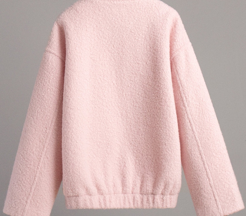 Double Take Plush Mock Neck Snap Down Jacket with Pockets