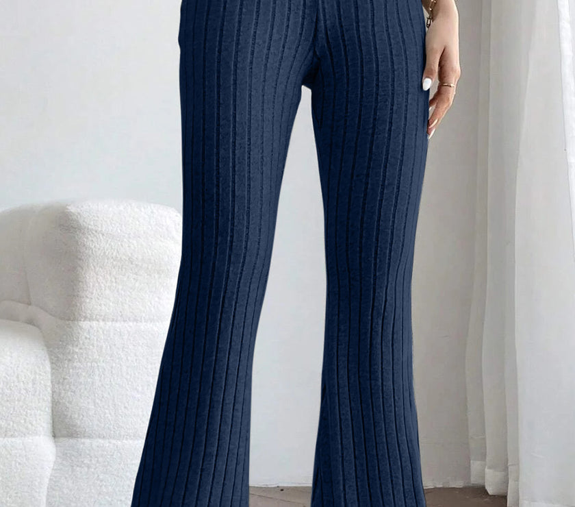 Basic Bae Full Size Ribbed High Waist Flare Pants