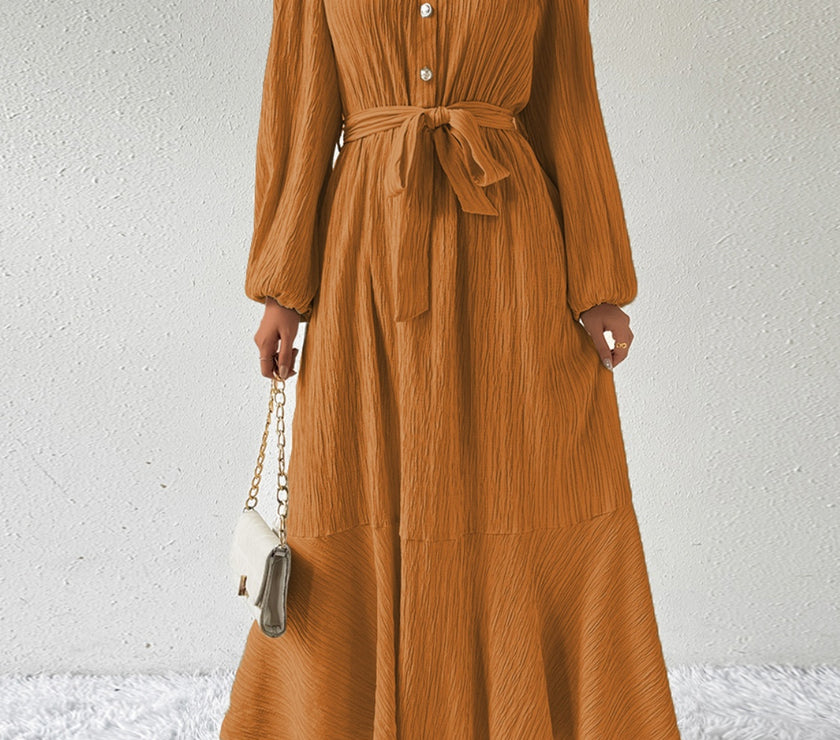 Honey Tie Waist Long Sleeve Dress