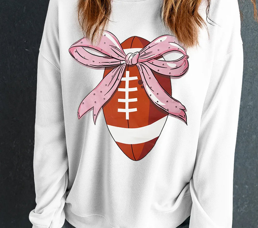 Football Round Neck Long Sleeve Sweatshirt