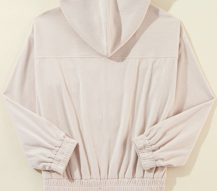 Pocketed Zip Up Long Sleeve Hooded Jacket