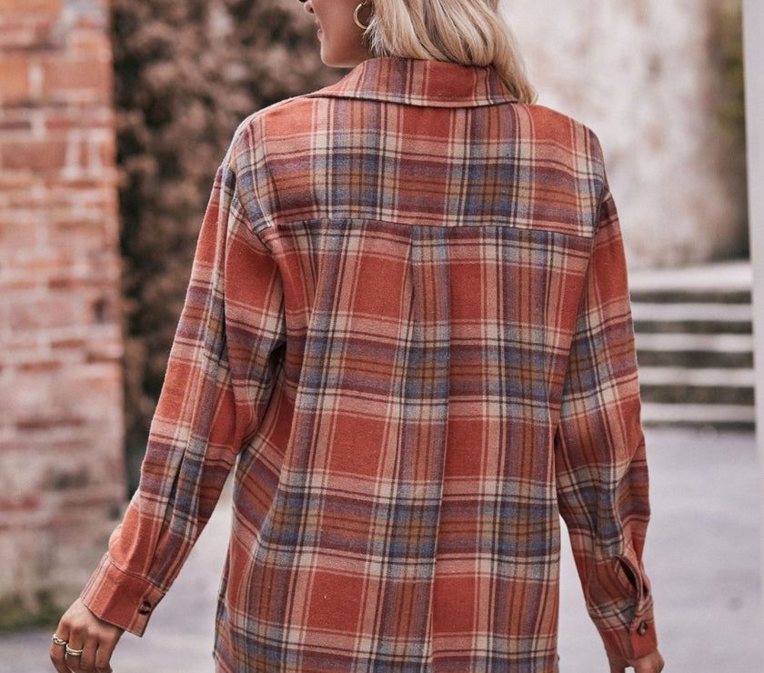 Mandy Plaid Dropped Shoulder Longline Shirt