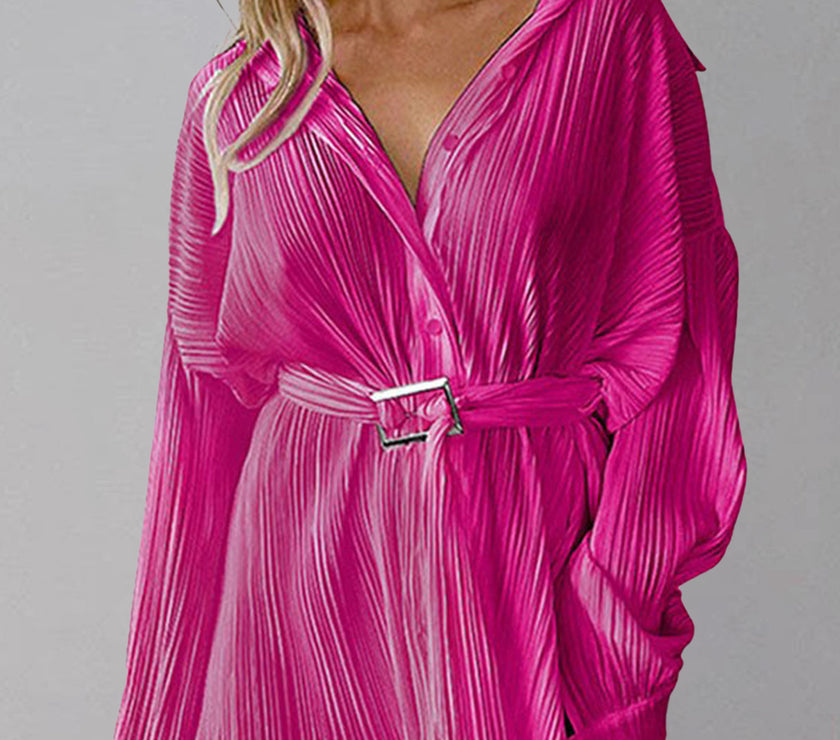 Button Up Dropped Shoulder Shirt Dress