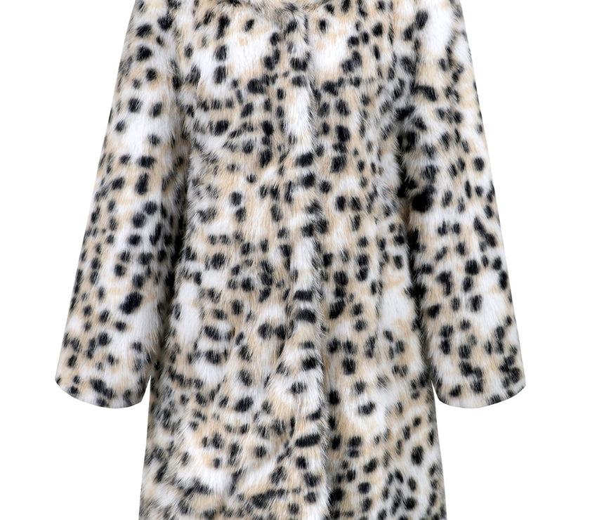 Thermal Leopard Faux Fur Hooded Outerwear