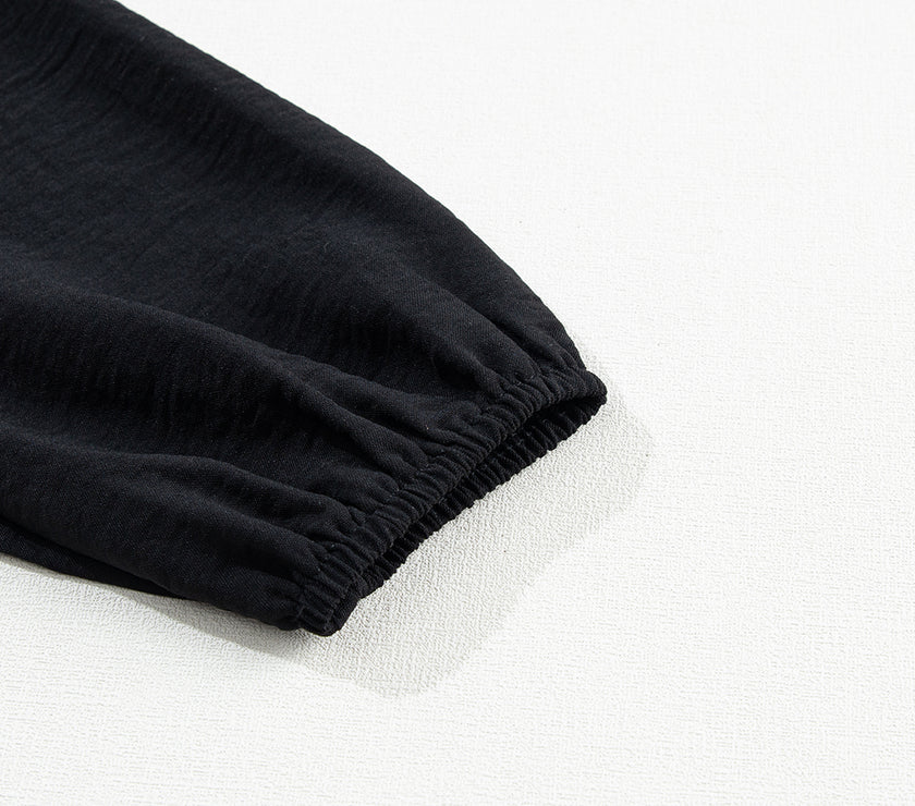 Frill Mock Neck Ruffled Balloon Sleeve Blouse