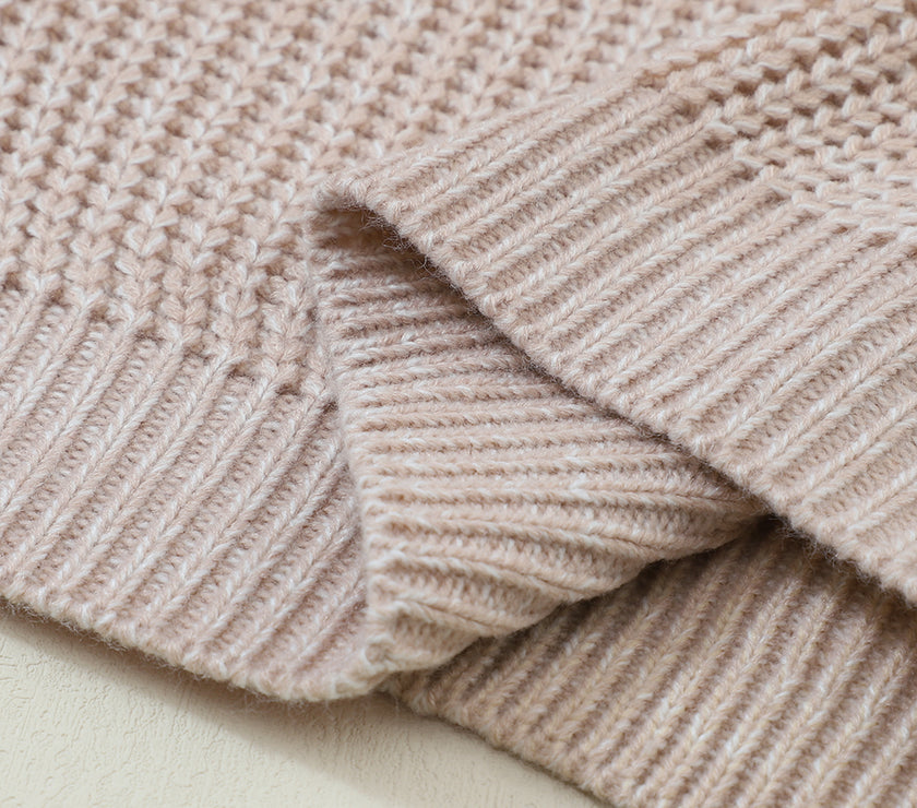 Cable-Knit Round Neck Dropped Shoulder Sweater