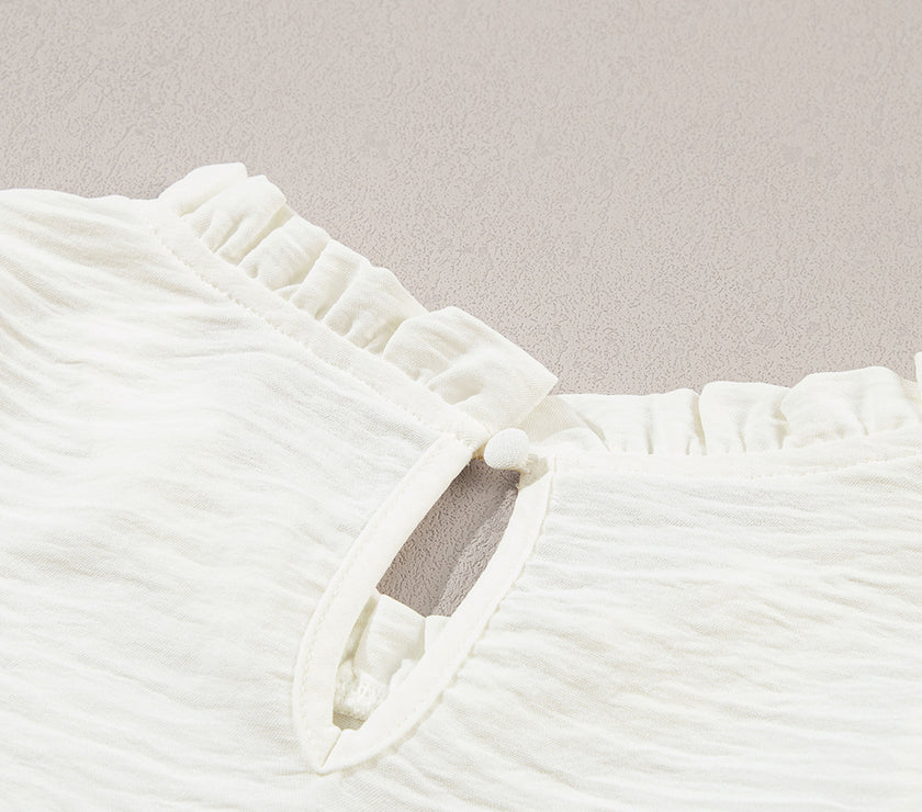 Frill Mock Neck Ruffled Balloon Sleeve Blouse
