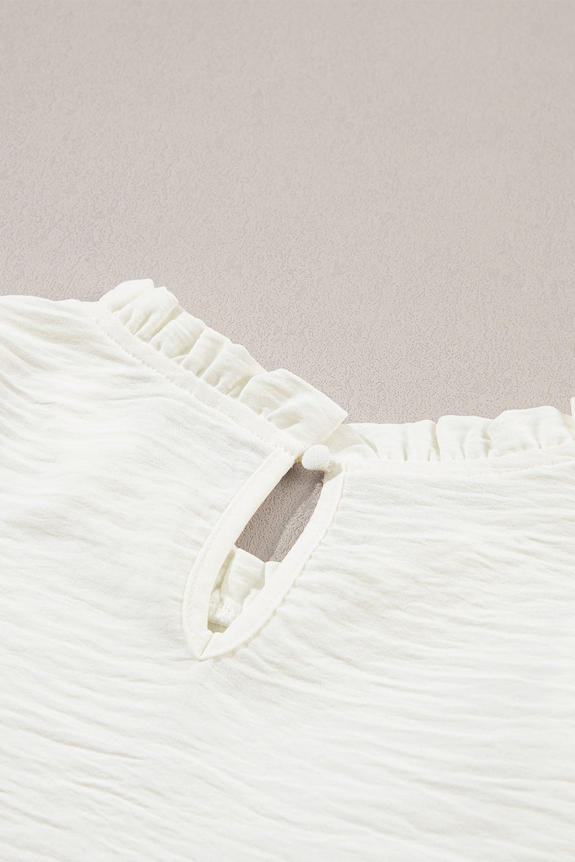 Frill Mock Neck Ruffled Balloon Sleeve Blouse