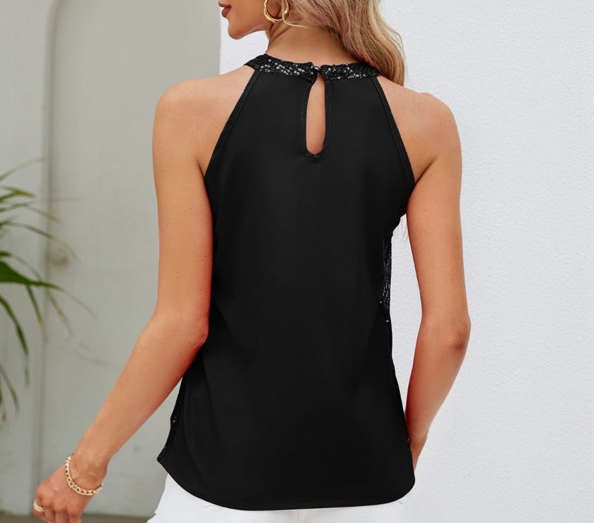 Sequin Grecian Neck Tank