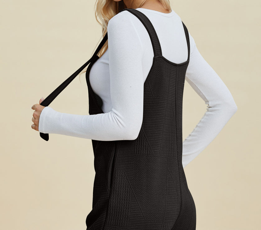 Double Take Full Size Texture Sleeveless Romper