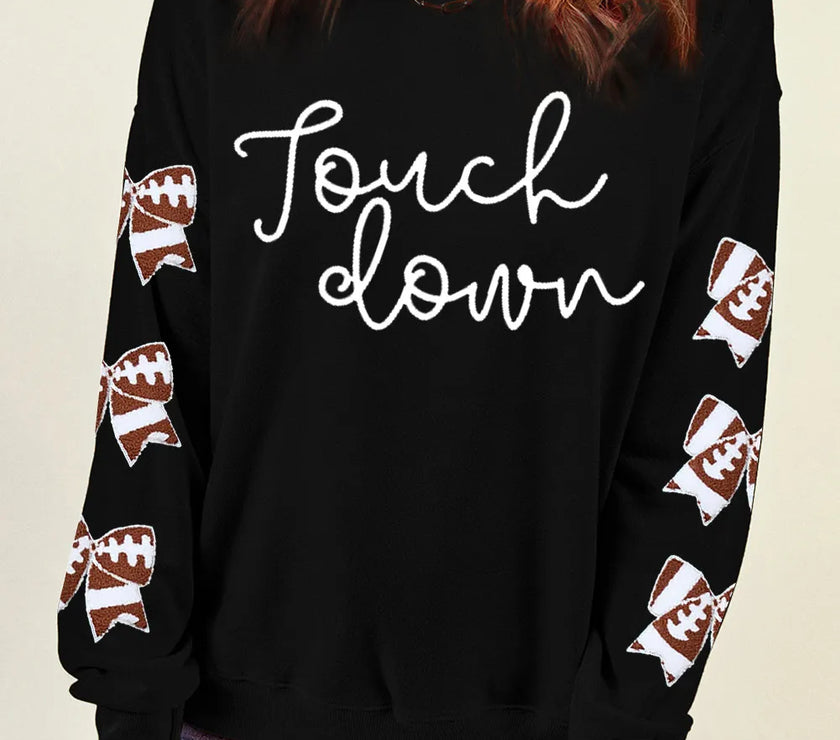 Letter Graphic Bow Long Sleeve Sweatshirt