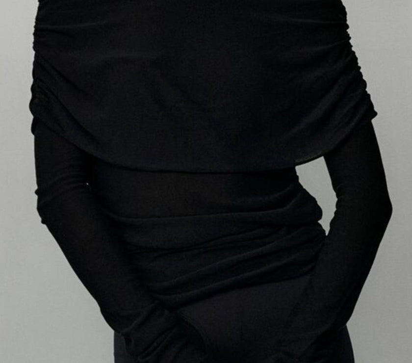 Off-Shoulder Long Sleeve Knit Top