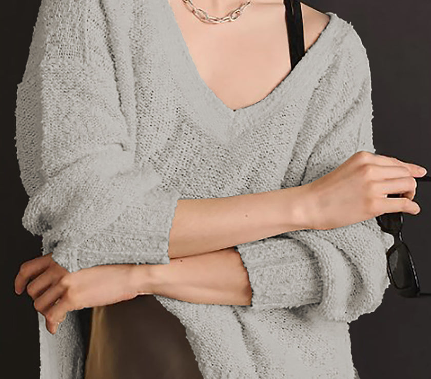V-Neck Dropped Shoulder Sweater