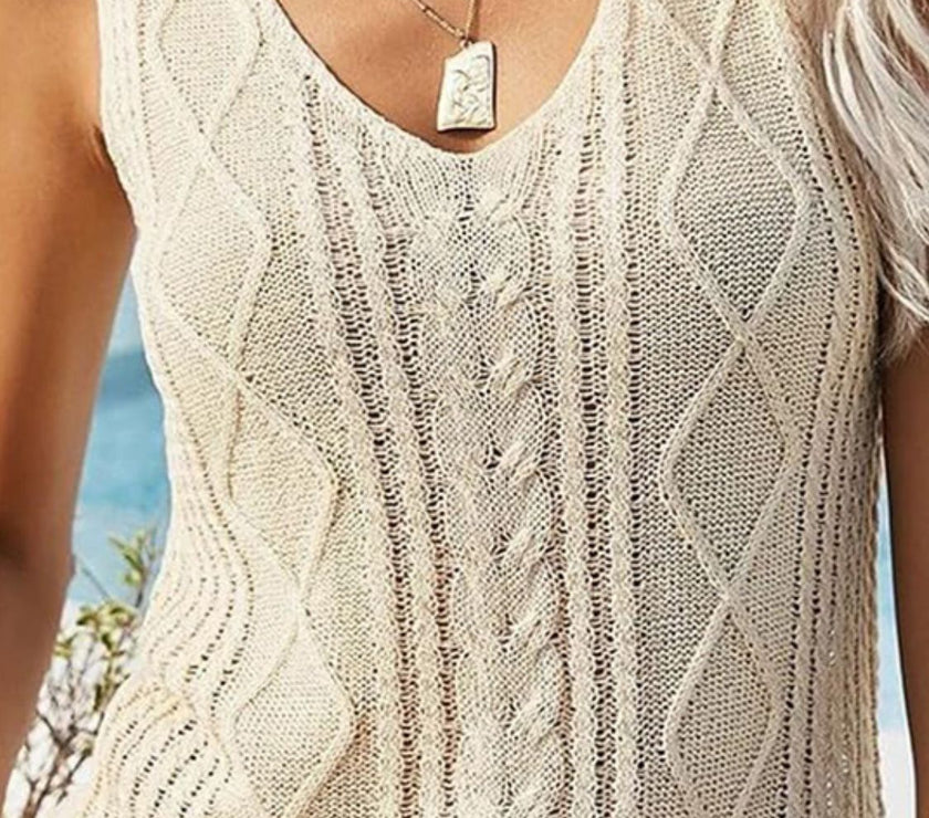 Cable-Knit V-Neck Sweater Vest