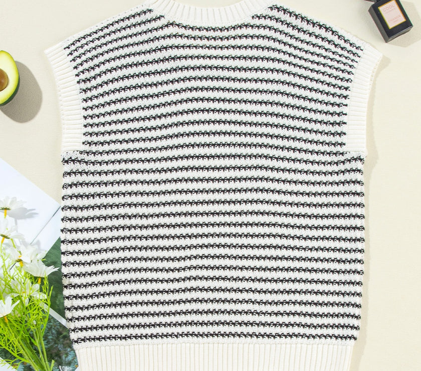 Striped Round Neck Sweater Vest