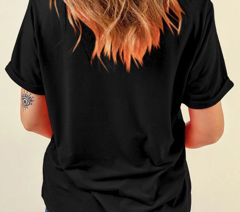 Letter Graphic Round Neck Short Sleeve T-Shirt