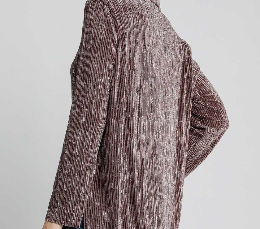 Umgee Side Slit Texture Button Up Shirt