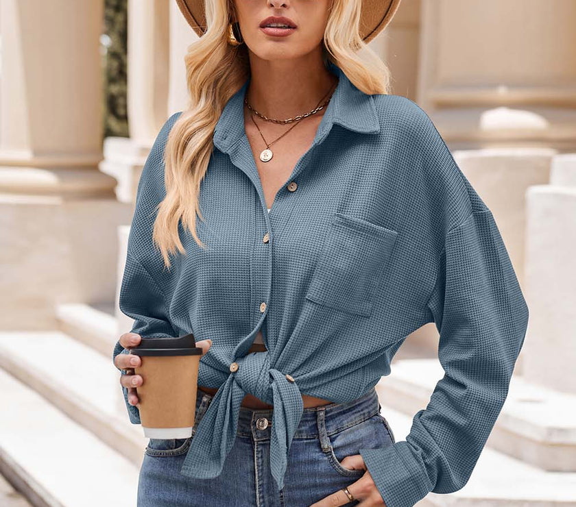Mandy Collared Neck Dropped Shoulder Shirt