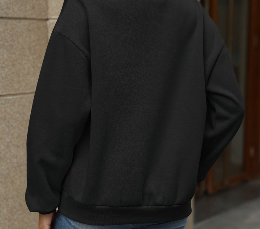 V-Neck Long Sleeve Dropped Shoulder Sweatshirt