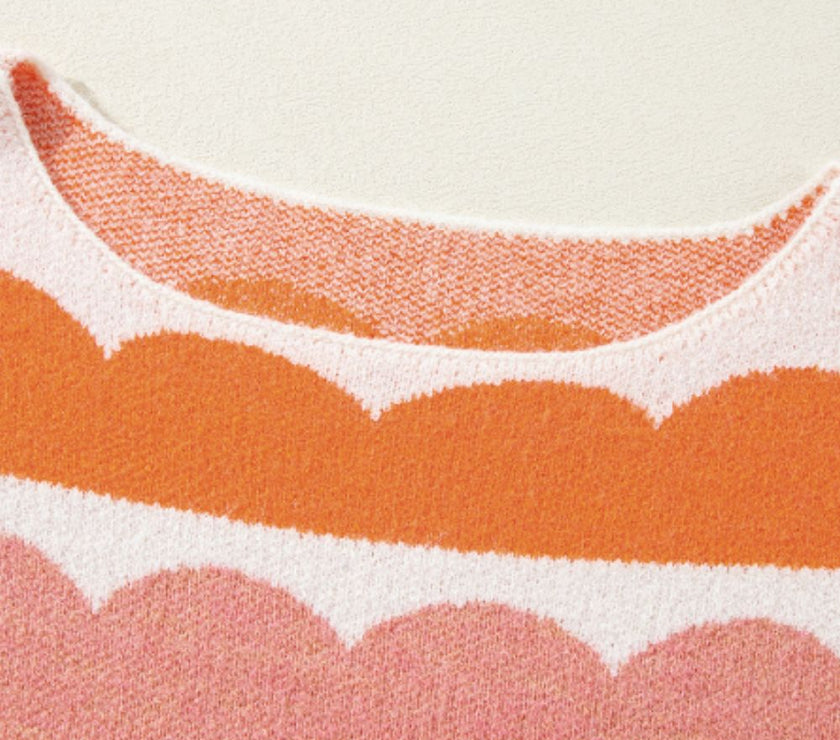 Contrast Boat Neck Long Sleeve Sweater