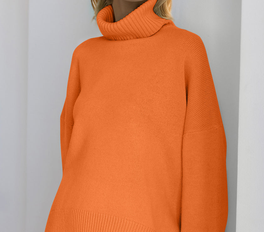 Basic Bae Turtleneck Dropped Shoulder Long Sleeve Sweater