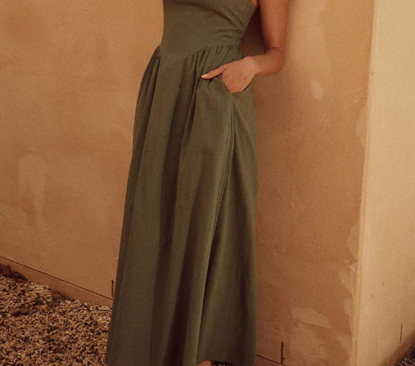 Halter Neck Maxi Dress with Pockets