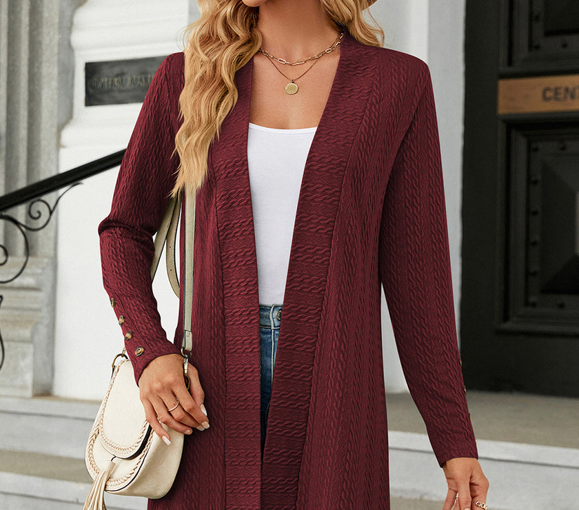 Open Front Long Sleeve Cardigan