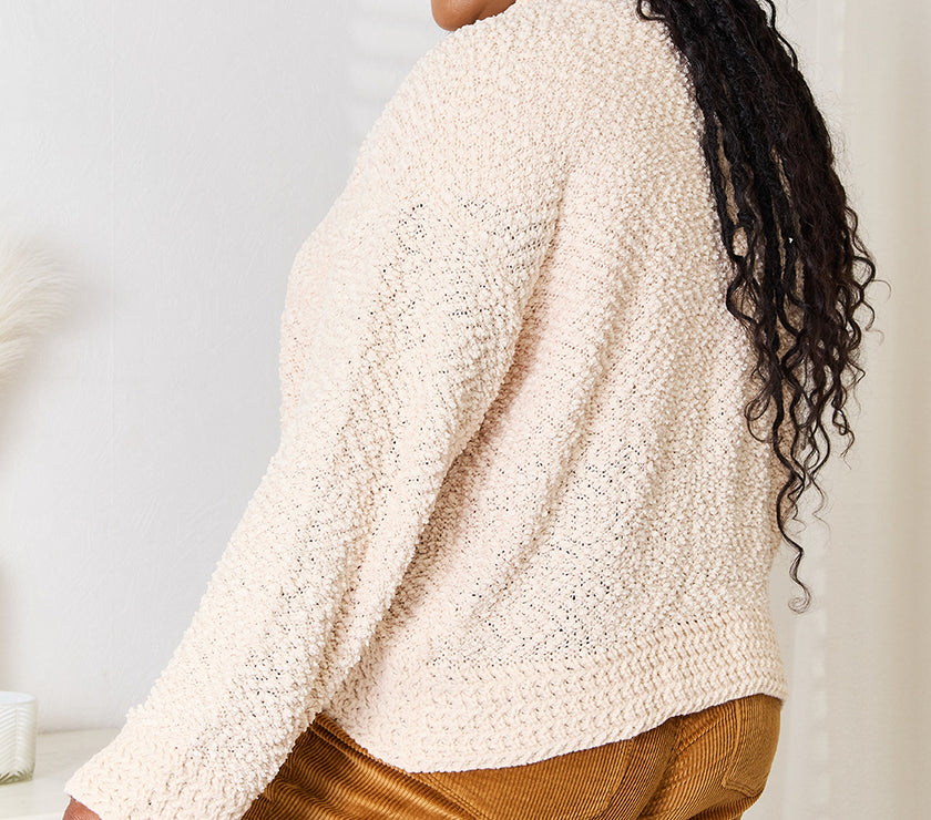 Double Take Open Front Long Sleeve Cardigan