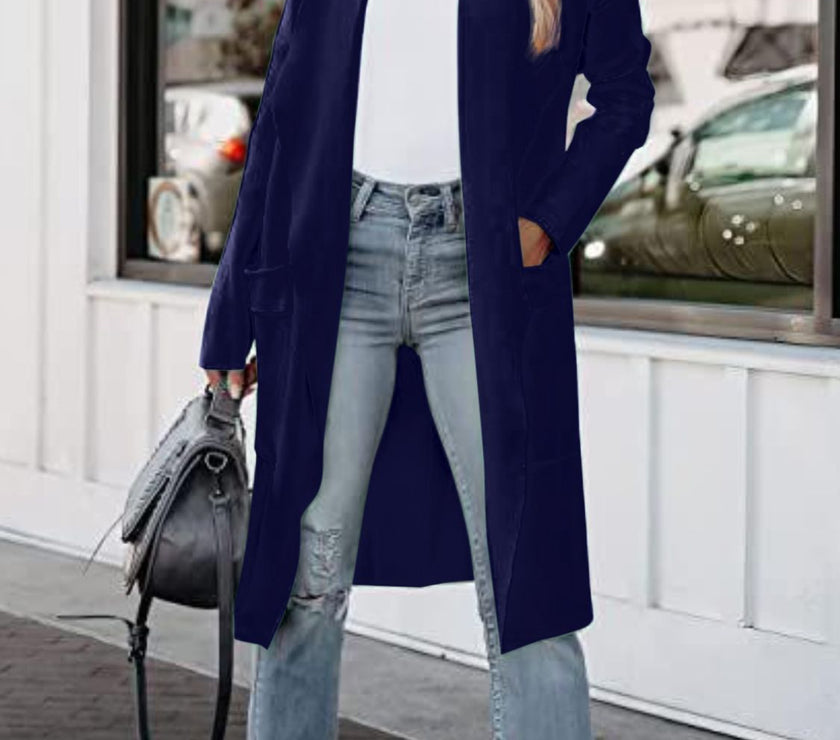 Open Front Dropped Shoulder Outerwear