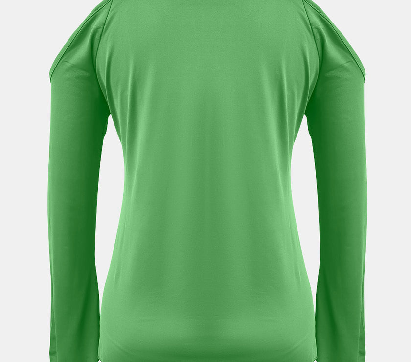 Sequin V-Neck Cold Shoulder Top