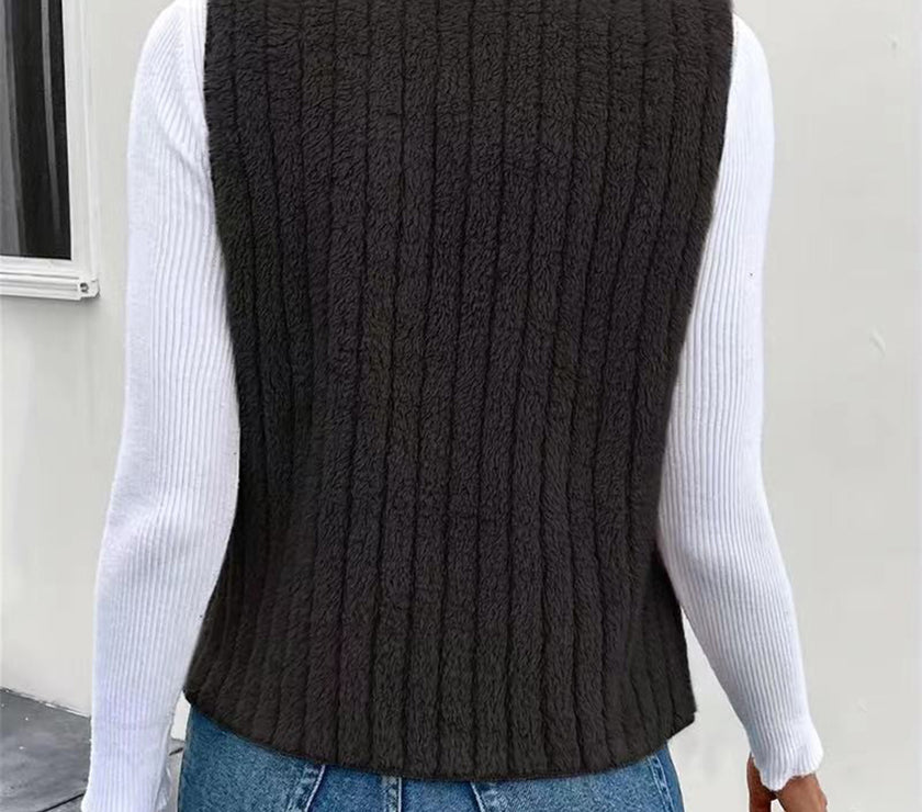 Open Front Fuzzy Vest Coat