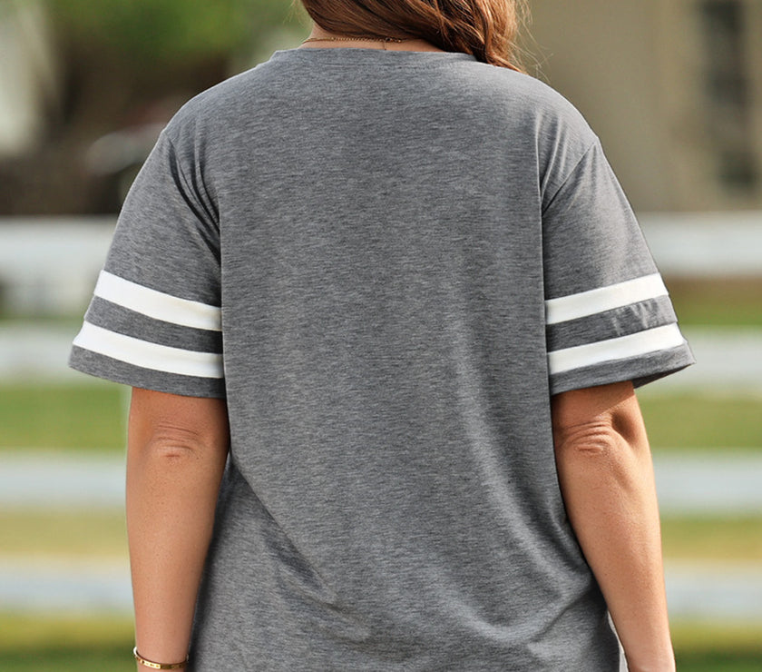 Plus Size US Flag Graphic V-Neck Tee