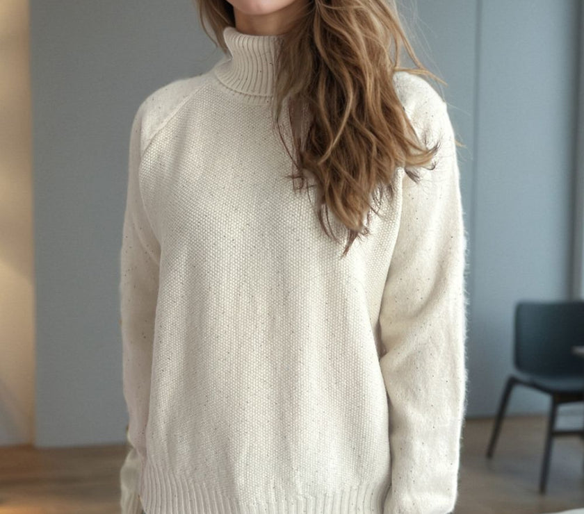 Ribbed Turtleneck Raglan Sleeve Sweater