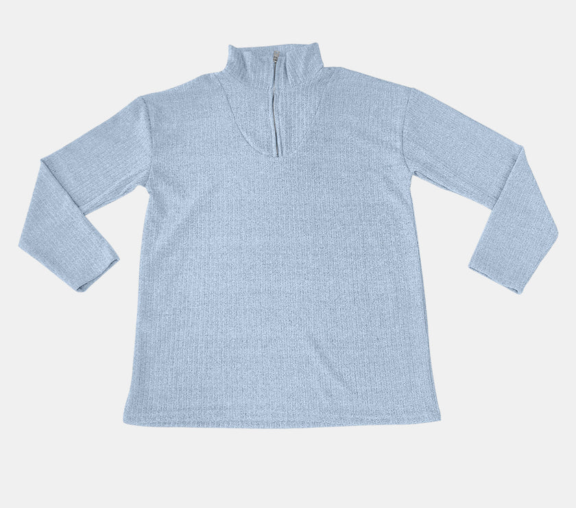 Full Size Quarter Zip Long Sleeve Top