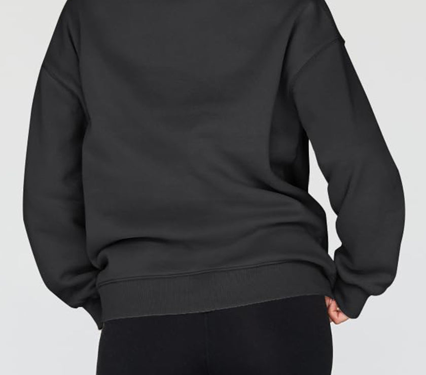 Mock Neck Drop Shoulder Long Sleeve Sweatshirt
