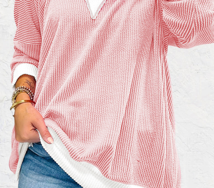 Contrast Round Neck Long Sleeve Sweatshirt