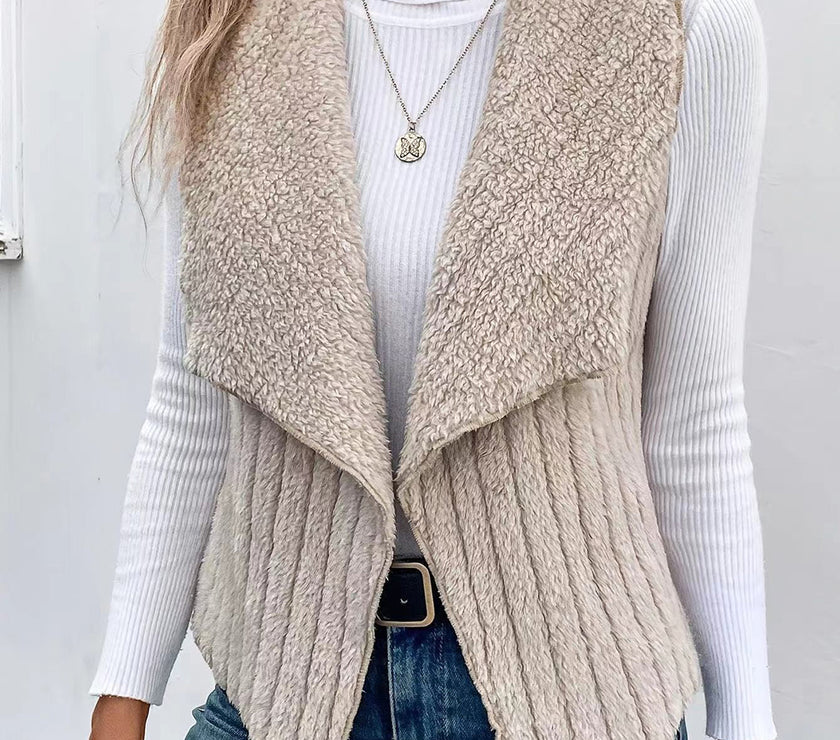 Open Front Fuzzy Vest Coat