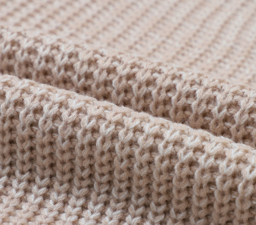 Cable-Knit Round Neck Dropped Shoulder Sweater