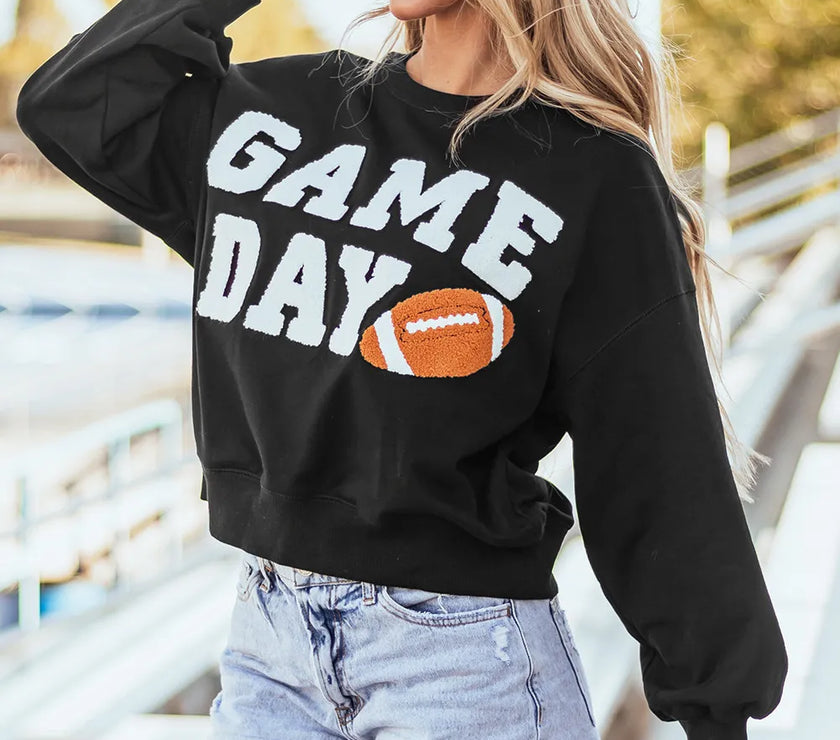 GAME DAY Round Neck Long Sleeve Sweatshirt