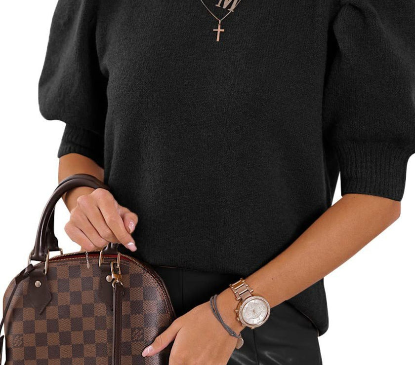 Mandy Mock Neck Puff Sleeve Sweater
