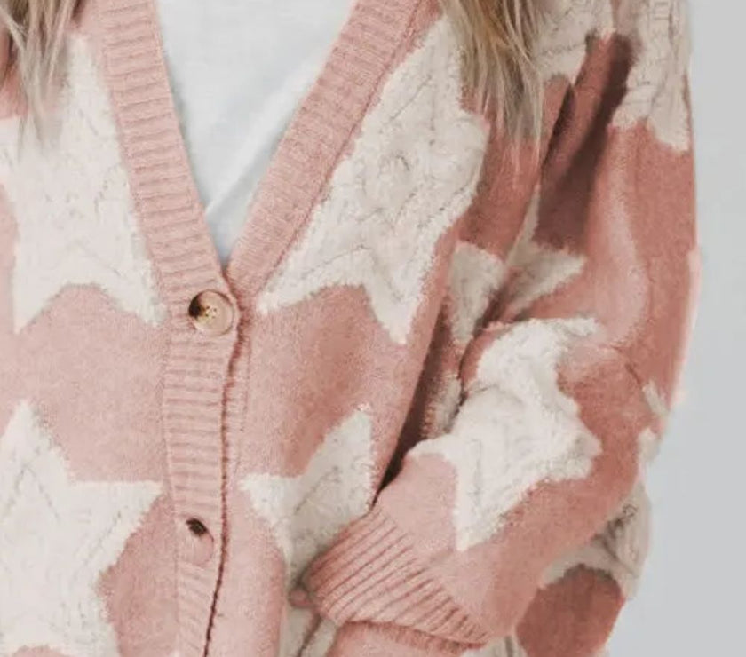 Star Button Up Long Sleeve Cardigan