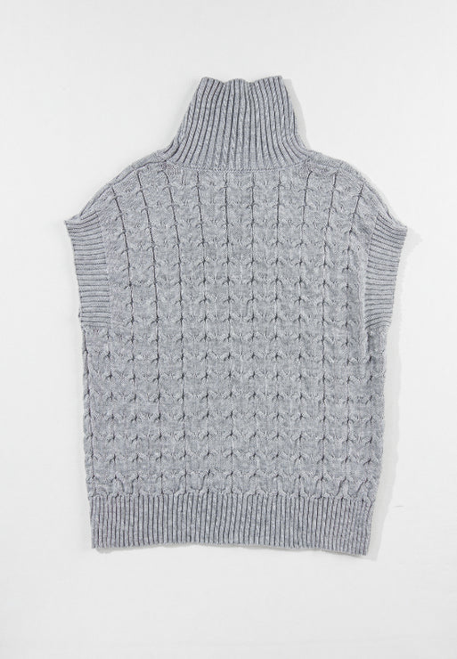 Cable Knit Turtleneck Short Sleeve Sweater