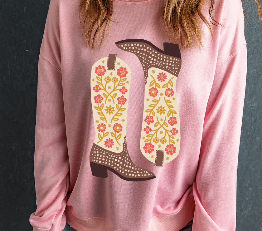 Boot Graphic Long Sleeve Sweatshirt