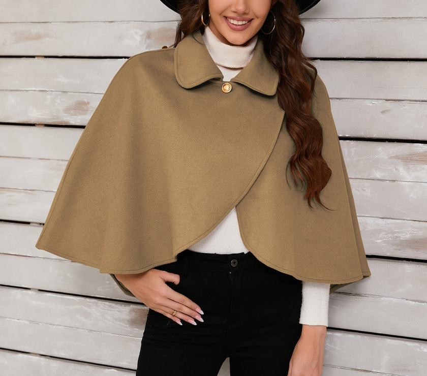Collared Neck Cropped Cape