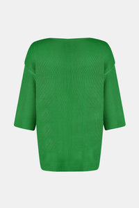 V-Neck Three-Quarter Sleeve Knit Top