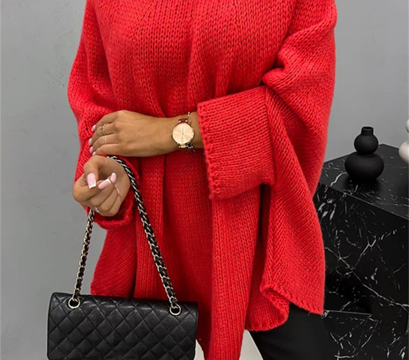 Round Neck Batwing Sleeve Sweater